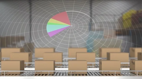 Parcels on conveyor belts Stockbeeldmateriaal 117194848