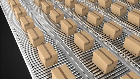 Parcels on conveyor belts Stock Footage 117195820