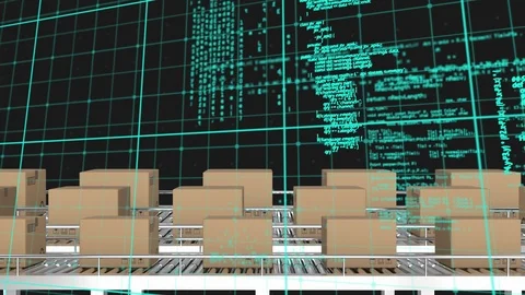 Parcels on conveyor belts Video stock 117196252