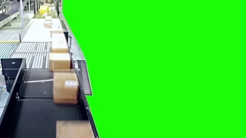Parcels on conveyors - time lapse with green screen 스톡 동영상 79404388
