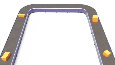 Parcels delivery belt line elevator able to loop Stock Footage 304905974