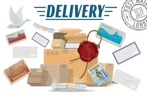 Parcels, letters and post packages. Mail delivery Stock Illustration