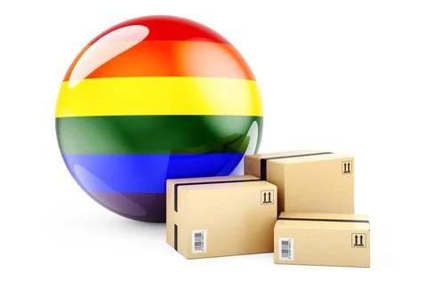 Parcels with LGBT flag. 3D rendering Parcels with LGBT flag. 3D rendering ... Stock Photos