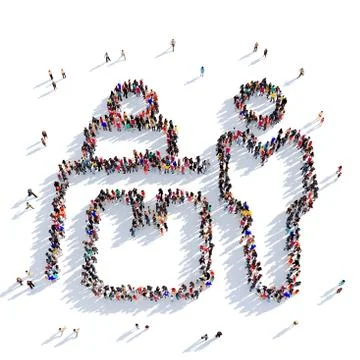 Parcels mail people 3D rendering Stock Illustration