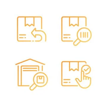 Parcels management pixel perfect gradient linear vector icons set Stock Illustration