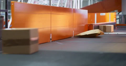 Parcels Moving on Conveyor in Sorting Center 스톡 동영상 319005271