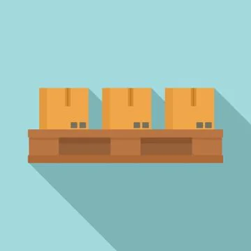 Parcels on pallet icon, flat style Stock Illustration