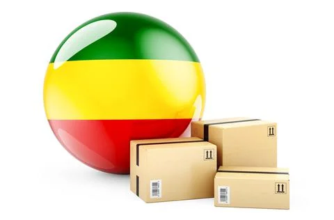 Parcels with Rastafarian flag. 3D rendering イラスト素材