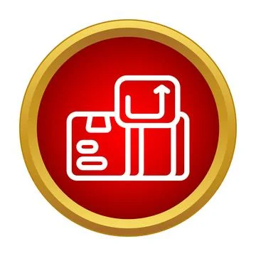 Parcels return shipping icon on red button Stock Illustration