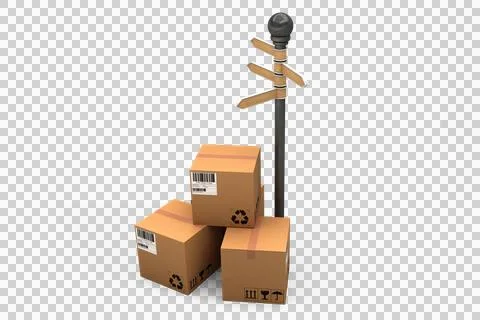 Parcels by road sign Illustrazione stock