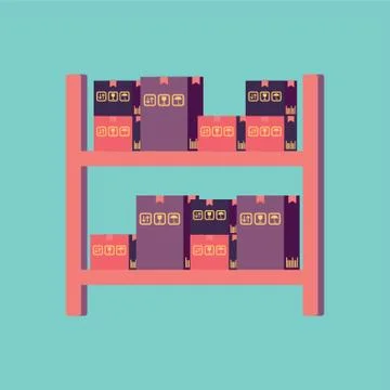 Parcels On The Shelf Illustrazione stock