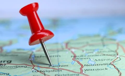 Parchim, Germany pin on map Stock Photos