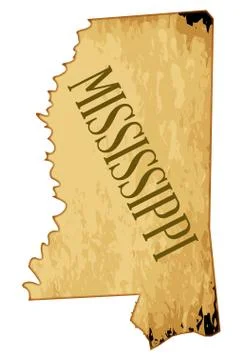 Parchment Background Mississippi Map Stock Illustration