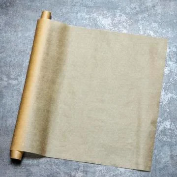 Parchment. Baking paper. on the table top for a menu or recipe, top view Foto stock