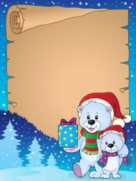 Parchment with Christmas bears theme Stock Illustration