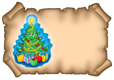 Parchment with Christmas tree Illustrazione stock