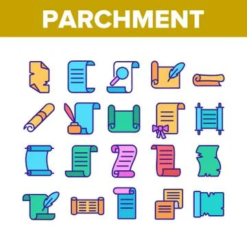 Parchment Collection Elements Icons Set Vector 库存插图