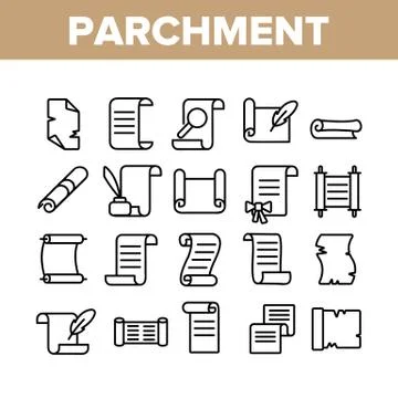 Parchment Collection Elements Icons Set Vector Stock Illustration