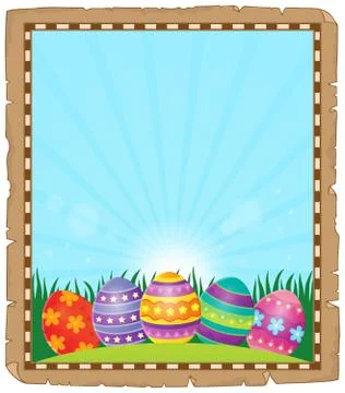 Parchment with Easter eggs Stock Illustration