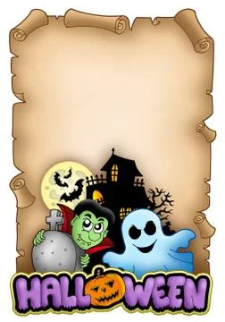 Parchment with Halloween theme  Stock Illustration