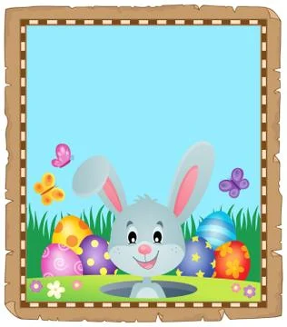 Parchment with lurking Easter bunny Stock Illustration