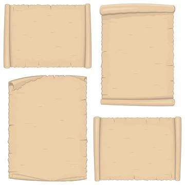 Parchment old paper sheet vector illustration isolated on white background. Stock Illustration