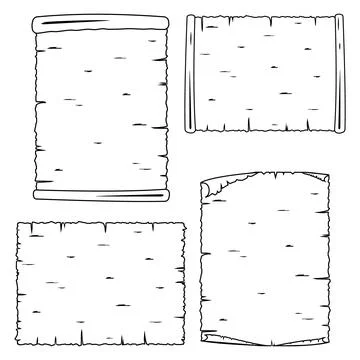 Parchment old sheet of paper vector illustration black outline isolated on white Stock Illustration