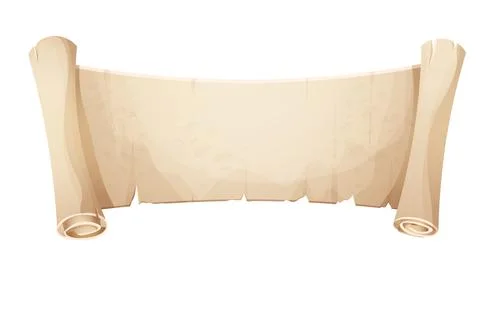 Parchment paper ancient old scroll, page empty medieval letter in cartoon style Stock Illustration