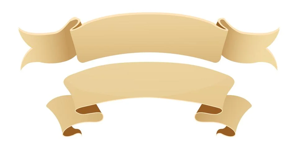 Parchment paper scroll ribbon, old vintage banner game ui element in cartoon Illustrazione stock