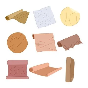 Parchment paper set cartoon vector illustration Иллюстрация