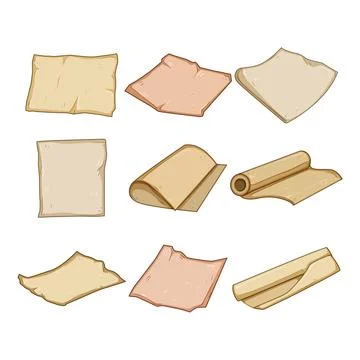 Parchment paper set cartoon vector illustration Иллюстрация