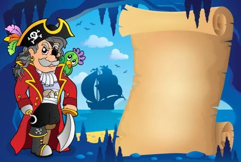 Parchment in pirate cave image Stock Illustration