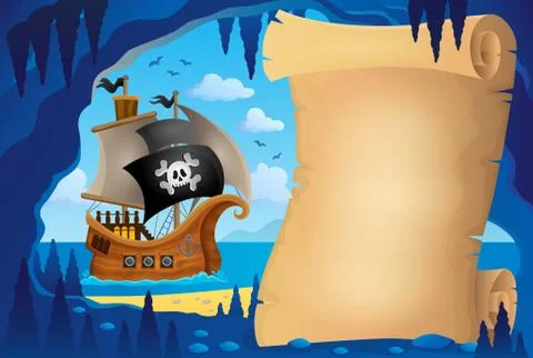 Parchment in pirate cave image Stock Illustration