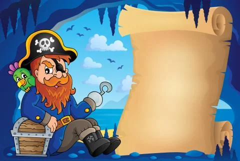 Parchment in pirate cave image Stock Illustration