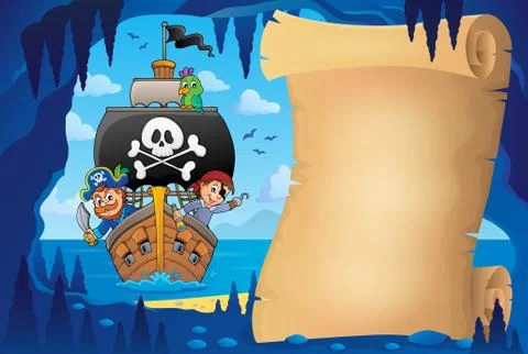 Parchment in pirate cave image 스톡 일러스트