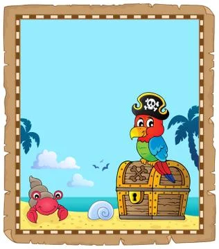 Parchment with pirate parrot theme イラスト素材