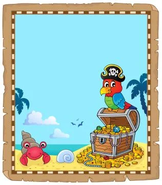 Parchment with pirate parrot theme イラスト素材