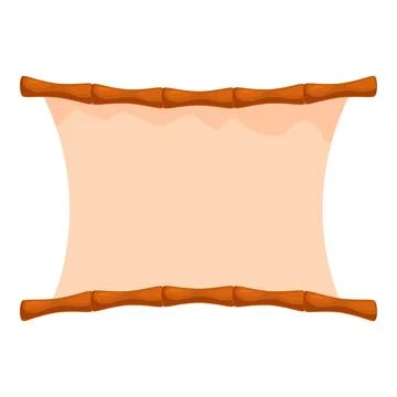 Parchment scroll hanging on bamboo sticks, creating blank space for writing o Stock Illustration