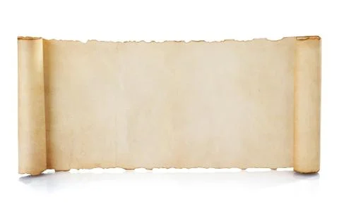 Parchment scroll isolated on white Stock Photos