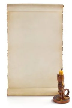 Parchment scroll isolated on white Stock-Fotos