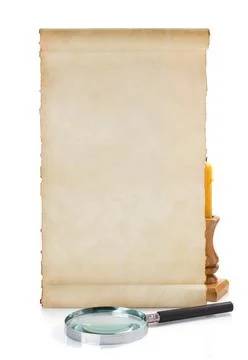 Parchment scroll isolated on white Stock-Fotos
