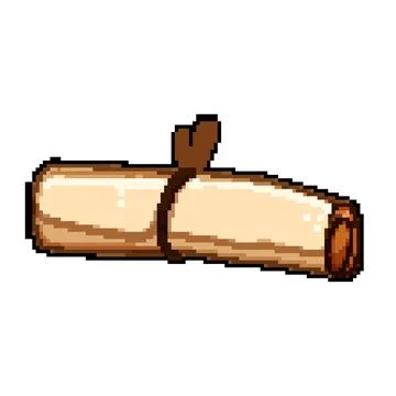 Parchment scroll papyrus pixel art vector illustration Stock Illustration