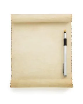 Parchment scroll on white 스톡 사진