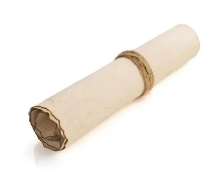 Parchment scroll on white Stock Photos