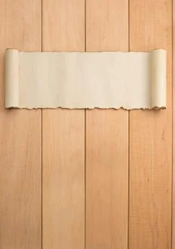 Parchment scroll on wood Stock Photos