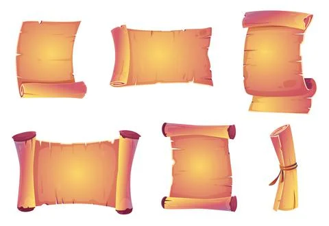 Parchment scrolls, antique papyrus rolls, papers Stock Illustration