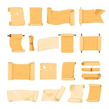 Parchment scrolls set Illustration