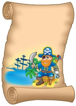Parchment with sitting pirate Stock Illustration