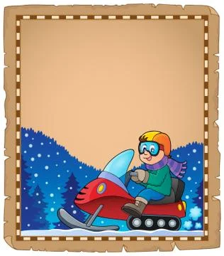 Parchment with snowmobile theme - eps10 vector illustration. Stock-Illustration