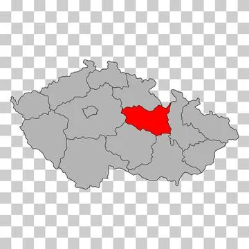 Pardubice Region of Czech republic map, travel web flat concept icon vector i Stock Illustration